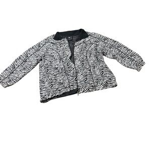 a | Zebra-Print Jacket - Black & White Windbreaker size 1X pockets lightweight